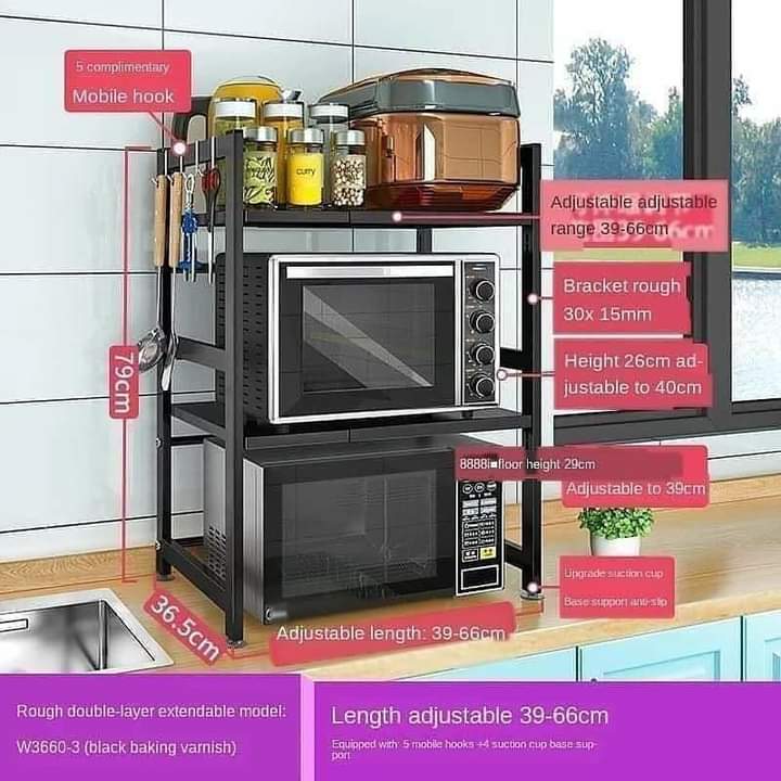 Support micro-ondes télescopique 2 niveaux