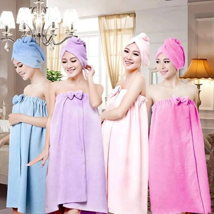 Enveloppe de bain et de cheveux en microfibre