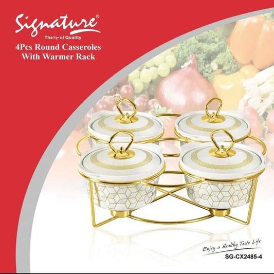 Signature 4Pcs Plat en porcelaine rond de chef