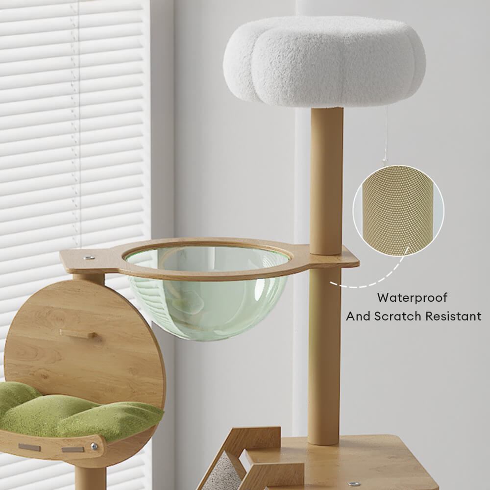 Arbre à chat classique multifonctionnel en bois grand avec maison pour chat