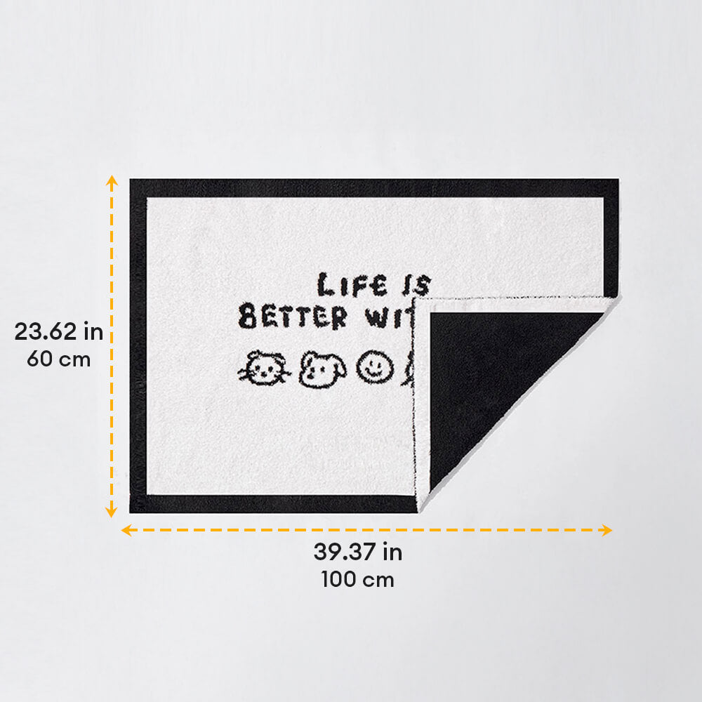 Couverture réversible pour chien et chat imprimée double face noir et blanc