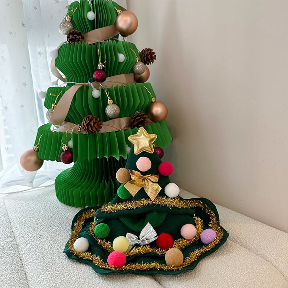 Tenue de cape de chapeau d'arbre de Noël, Costume de Cosplay pour chien et chat
