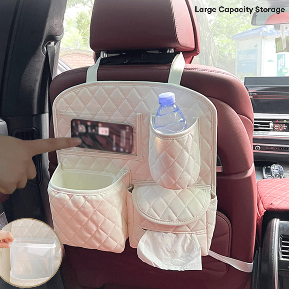 Sac de rangement multifonctionnel pour dossier de siège de voiture en cuir PU élégant