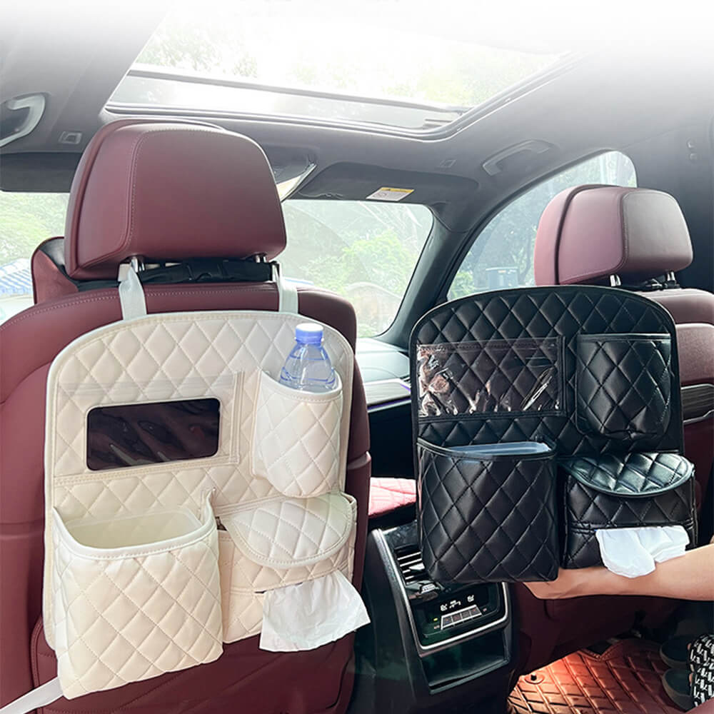 Sac de rangement multifonctionnel pour dossier de siège de voiture en cuir PU élégant