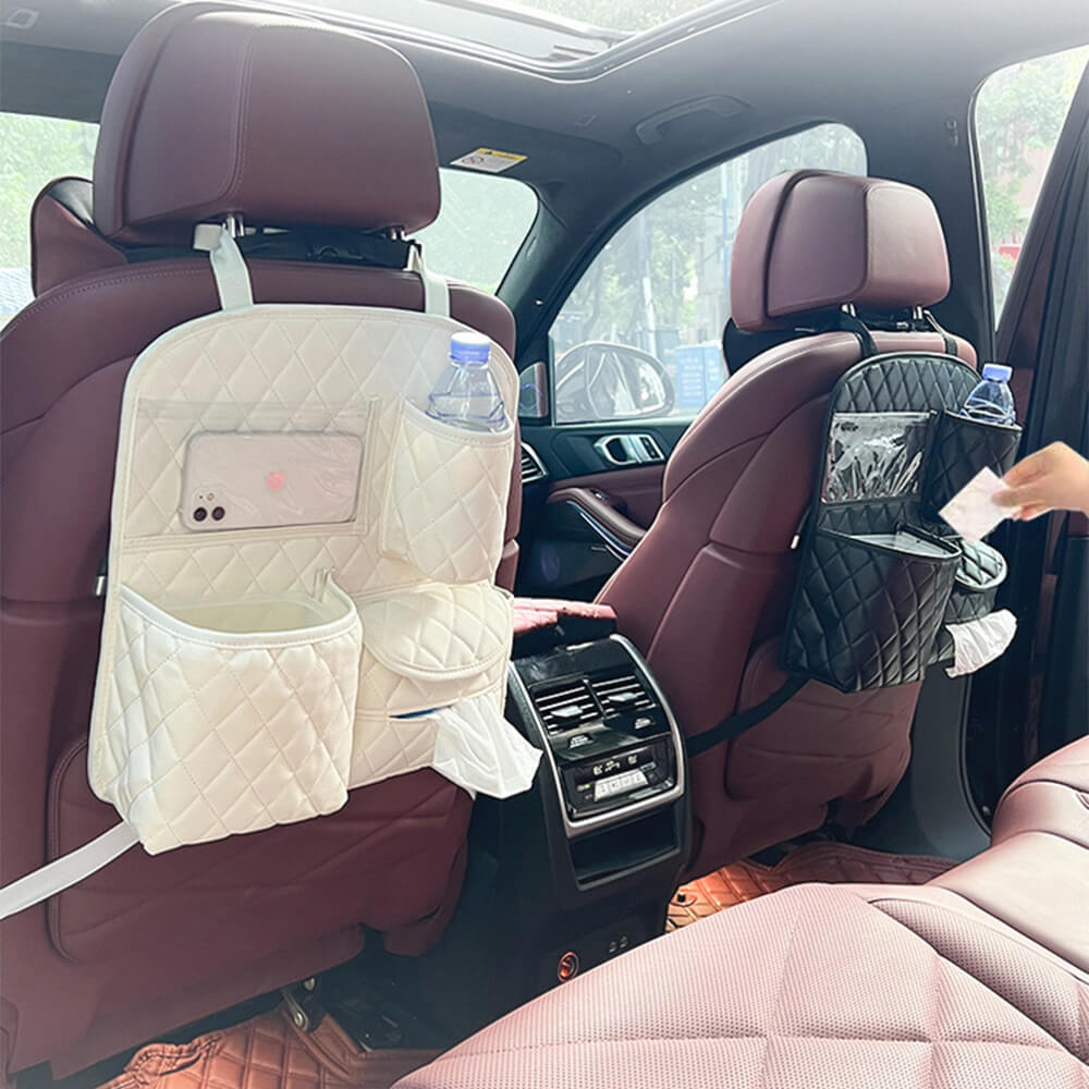 Sac de rangement multifonctionnel pour dossier de siège de voiture en cuir PU élégant