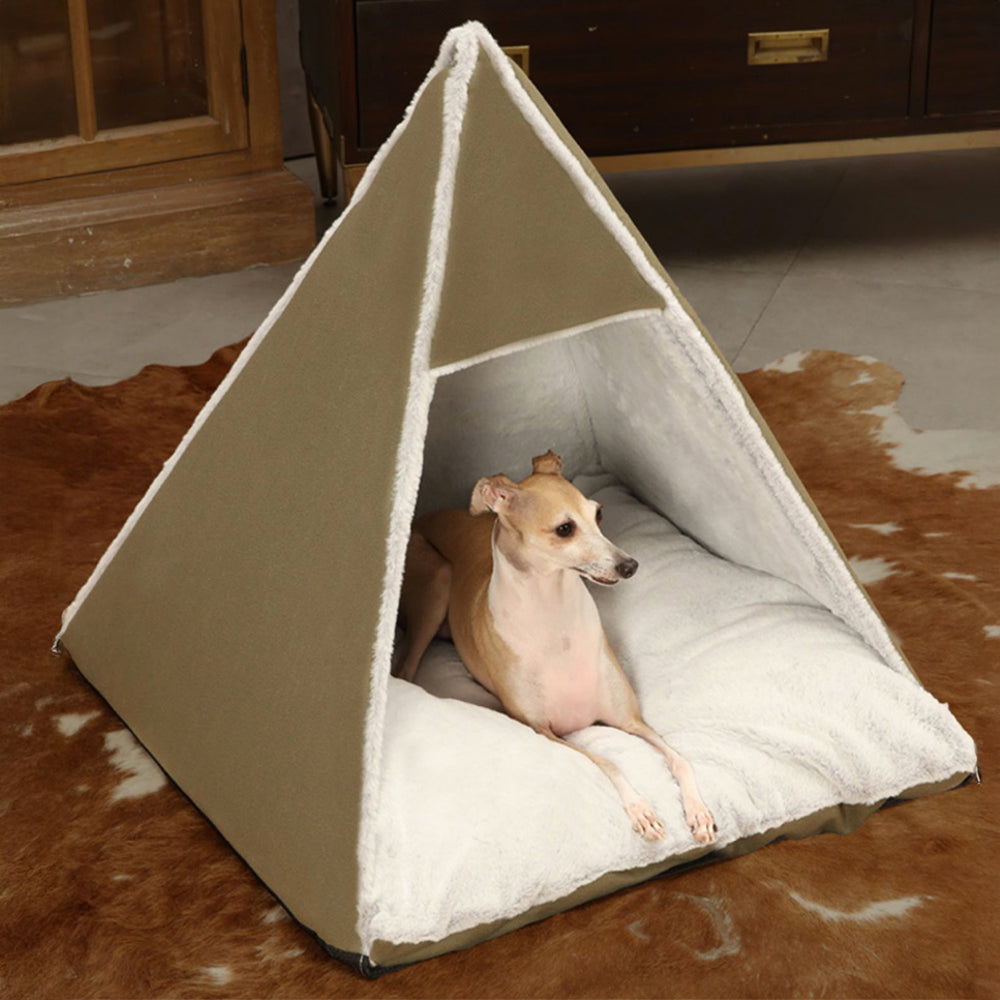 Lit de tente de camping triangulaire pour chiens et chats, grand espace, chaud et respectueux de la peau