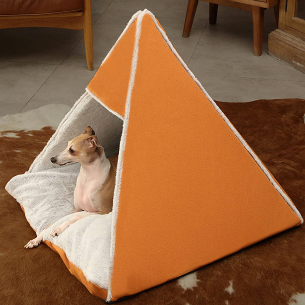 Lit de tente de camping triangulaire pour chiens et chats, grand espace, chaud et respectueux de la peau