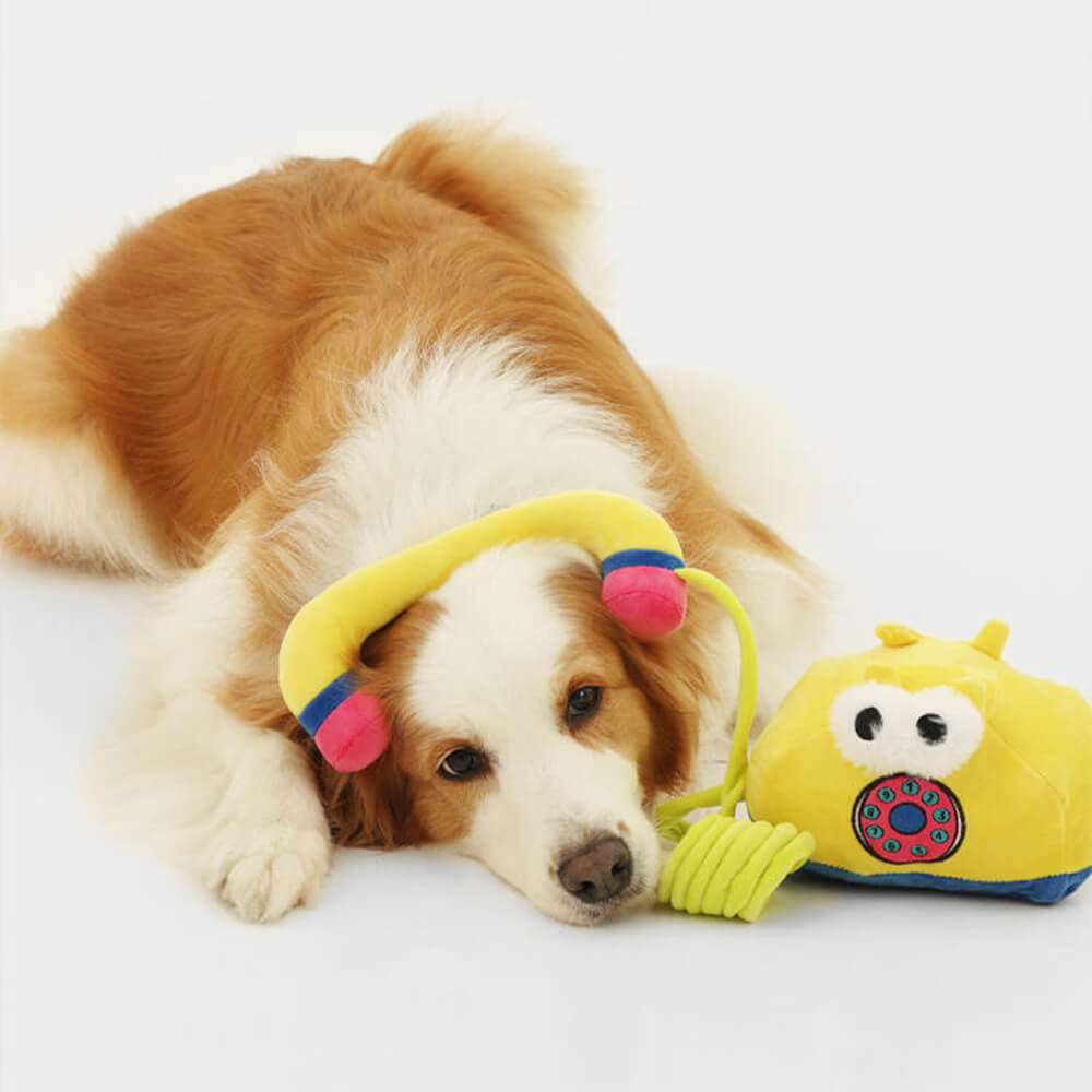 Téléphone fixe, nettoyage des dents qui grince, jouet interactif à mâcher en peluche pour chien