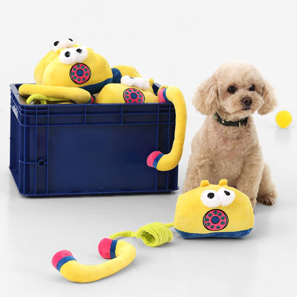Téléphone fixe, nettoyage des dents qui grince, jouet interactif à mâcher en peluche pour chien