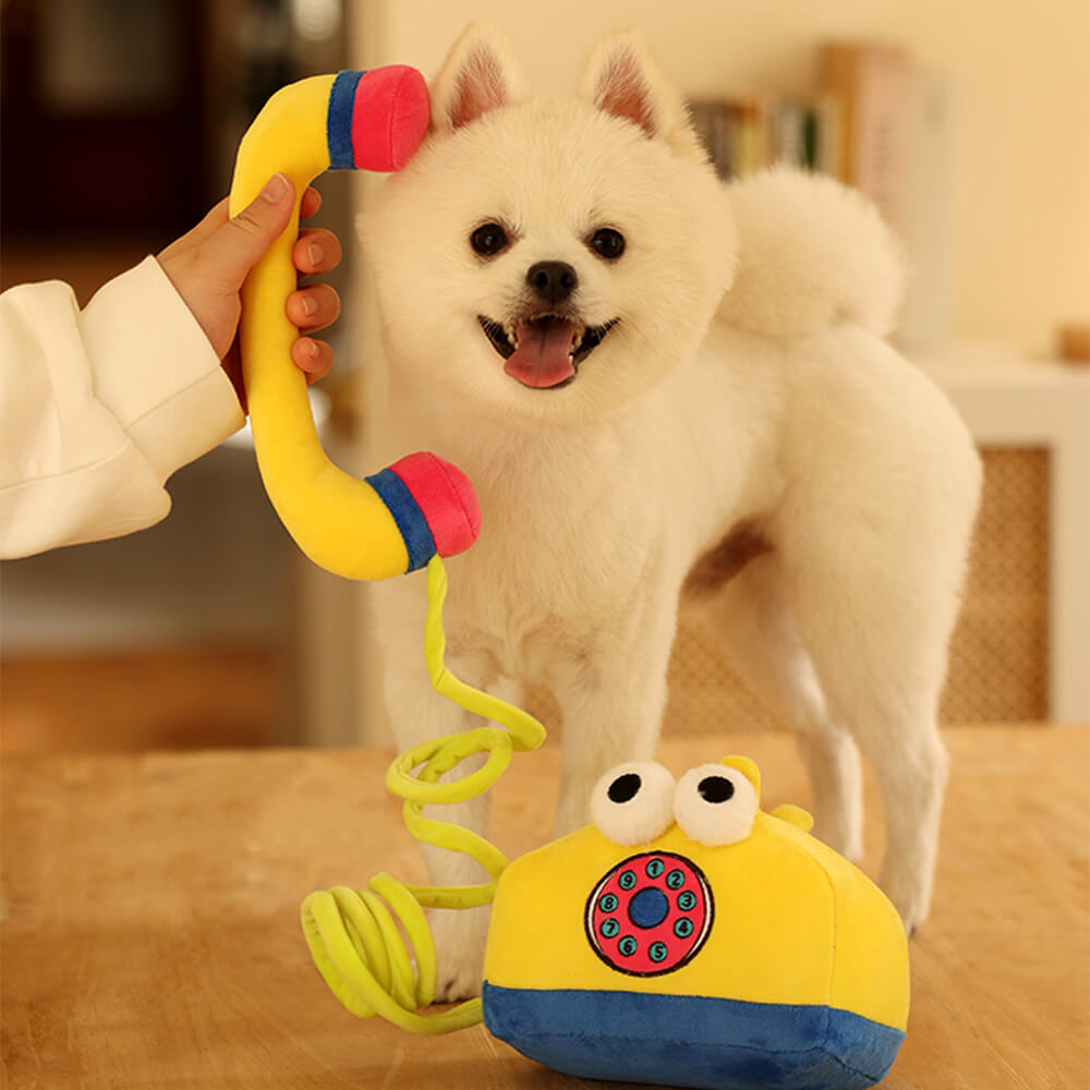 Téléphone fixe, nettoyage des dents qui grince, jouet interactif à mâcher en peluche pour chien