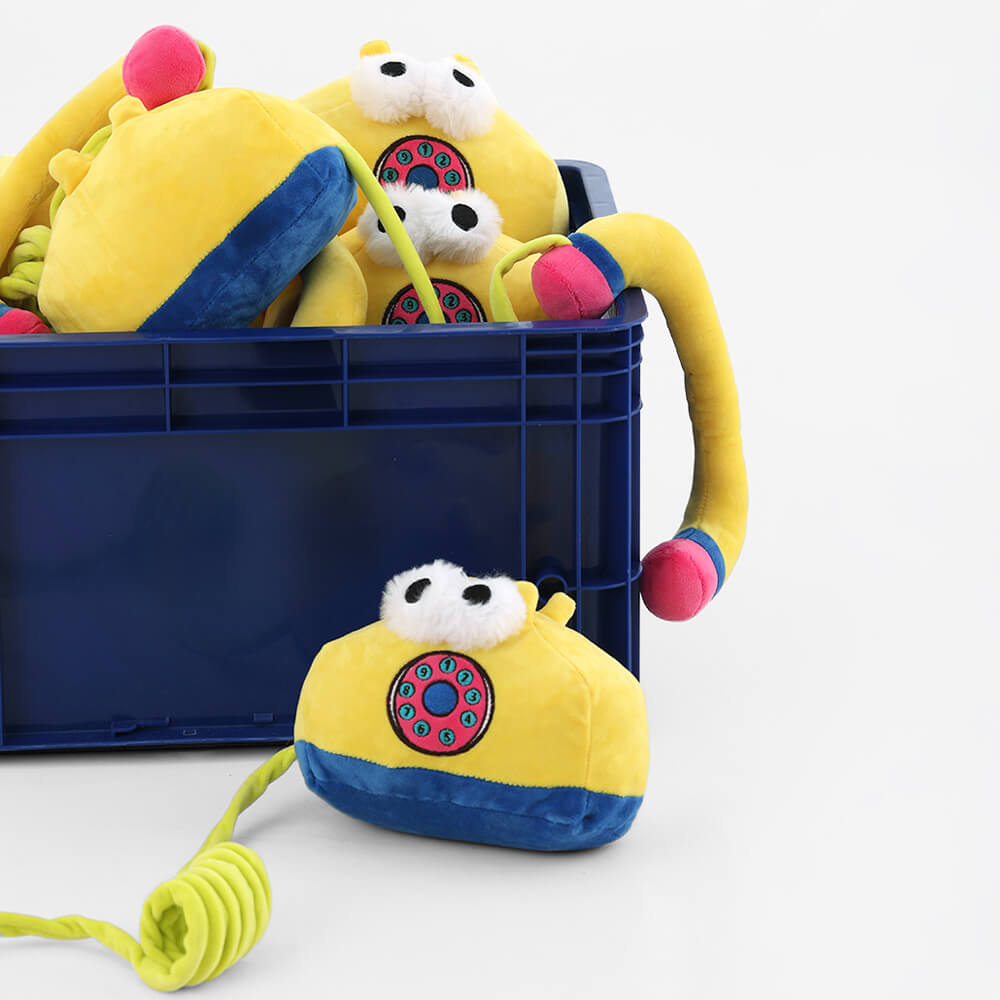 Téléphone fixe, nettoyage des dents qui grince, jouet interactif à mâcher en peluche pour chien