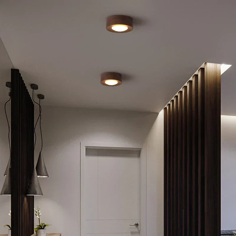 Plafonnier WoodAura - Éclairage en Noyer avec Spot LED Moderne