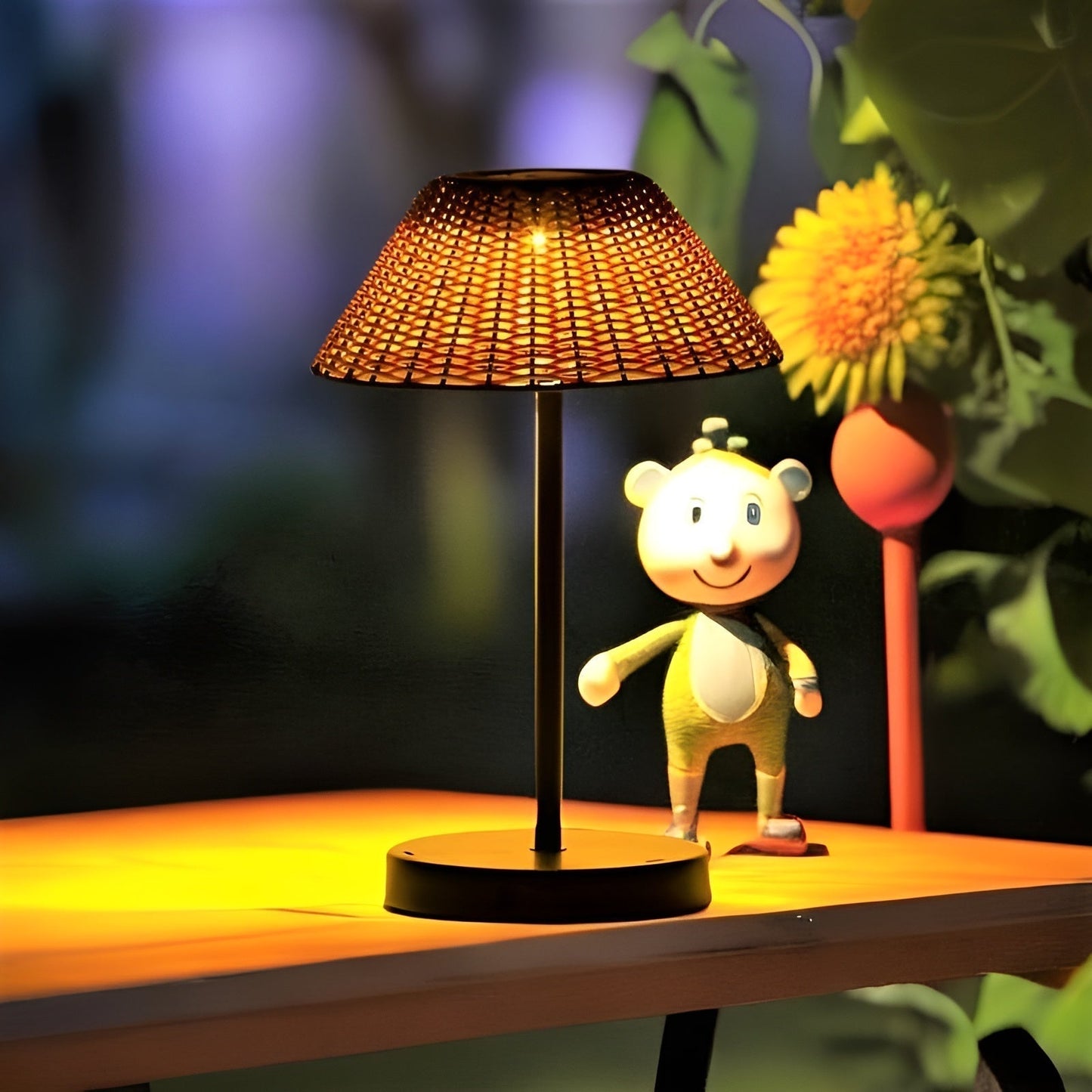 Lampadaire de table solaire GardenWoven élégant - Résistant aux intempéries & Économe en énergie