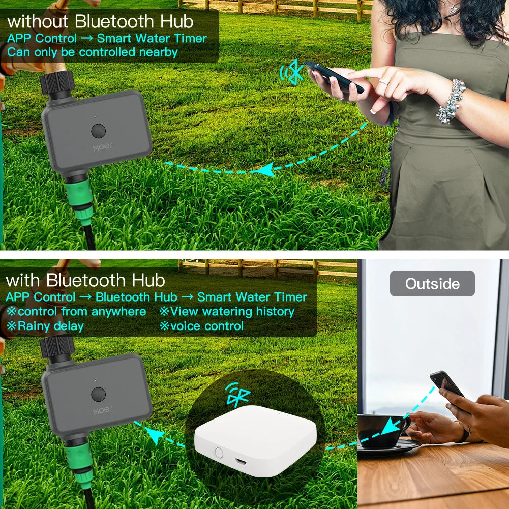 Vanne d'irrigation automatique à minuterie Tuya Smart - Minuteur d'eau programmable WiFi Bluetooth via les applications SmartLife Google Alexa