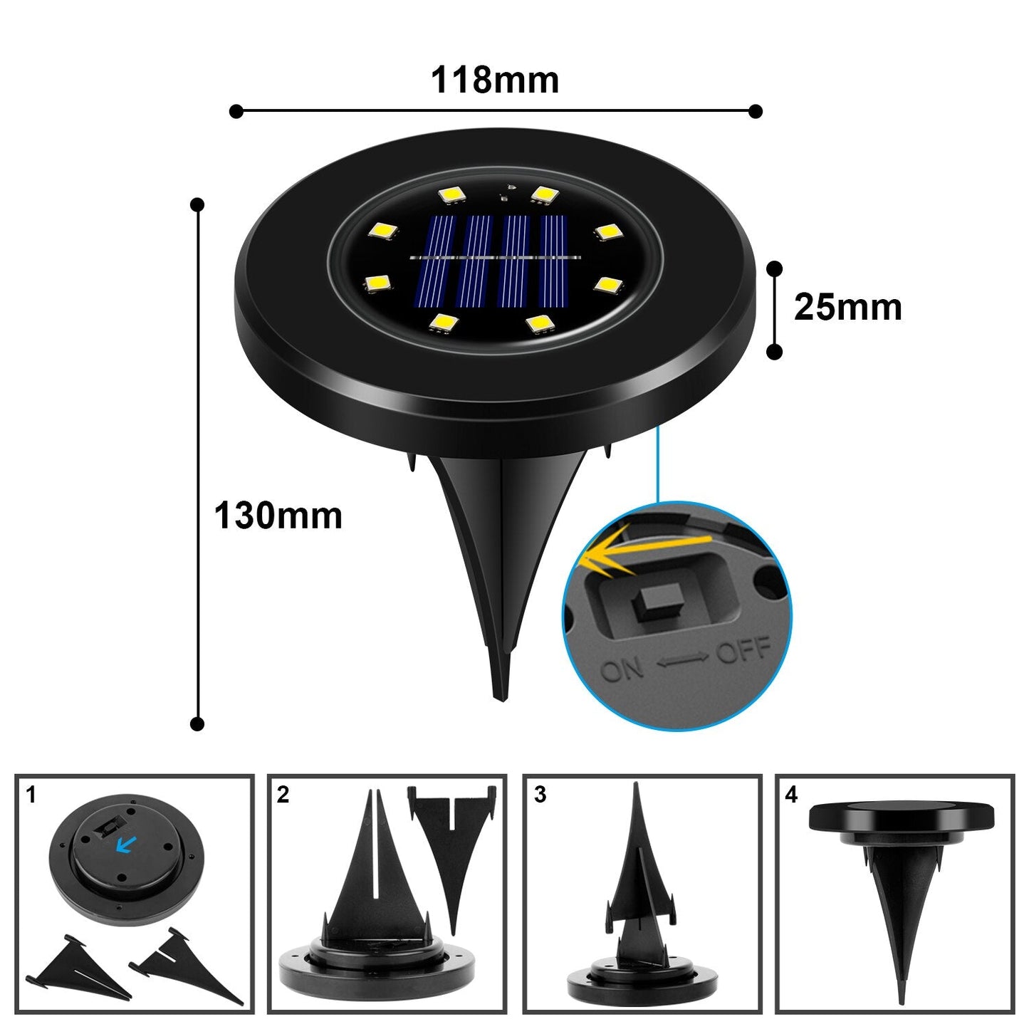 Luminaires solaires LED de jardin Deluxe (édition noire) - Créez une atmosphère agréable dans votre jardin !
