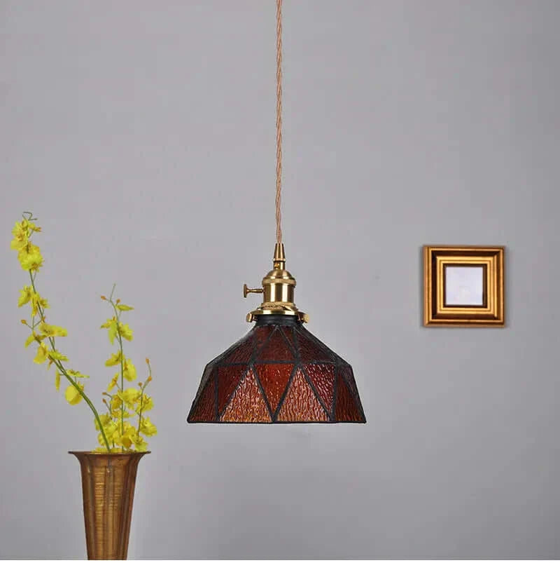Suspension de fleurs en verre teinté classique en cuivre +