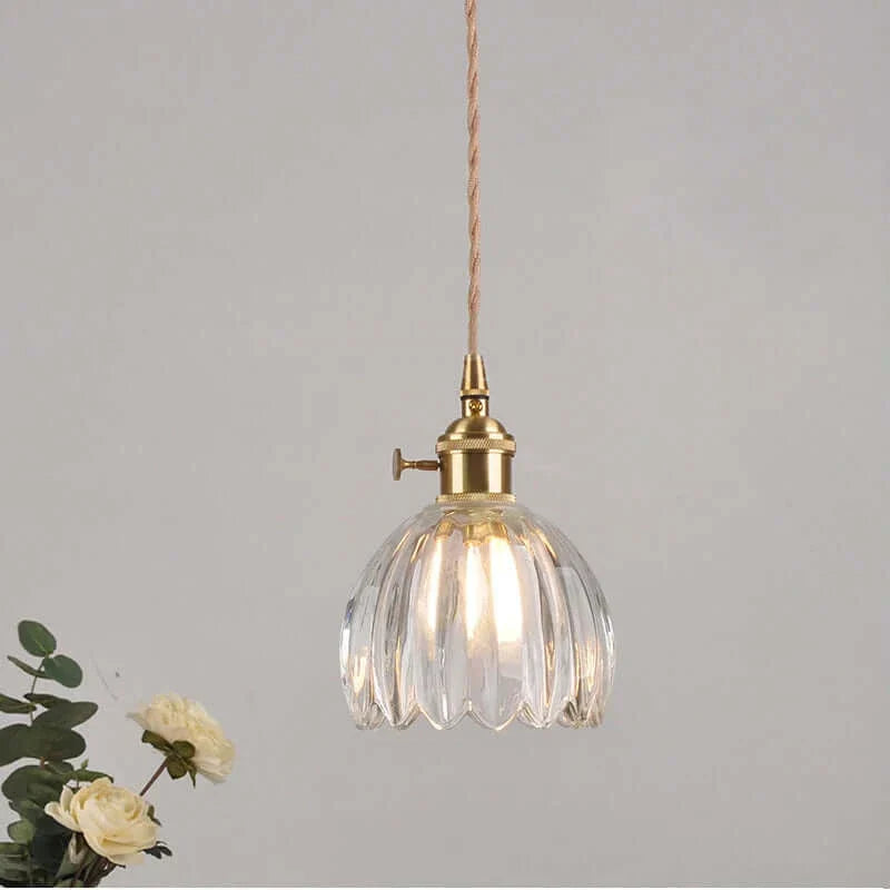 Suspension de fleurs en verre teinté classique en cuivre +