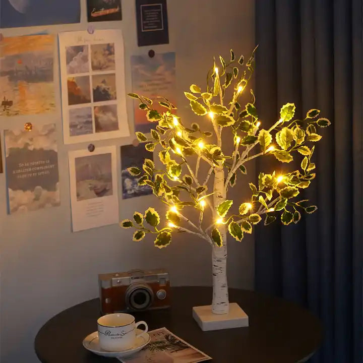 Floroux Feuilles Vertes LED Arbre Lumières