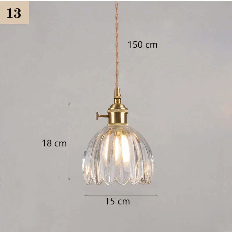 Suspension de fleurs en verre teinté classique en cuivre +