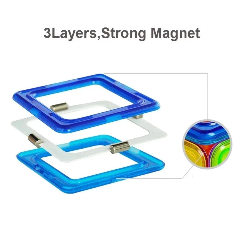 Ensemble de blocs de construction magnétiques éducatifs - Jouets de constructeur colorés de 40 pièces pour les enfants, formes triangulaires et carrées, activité d'apprentissage amusante