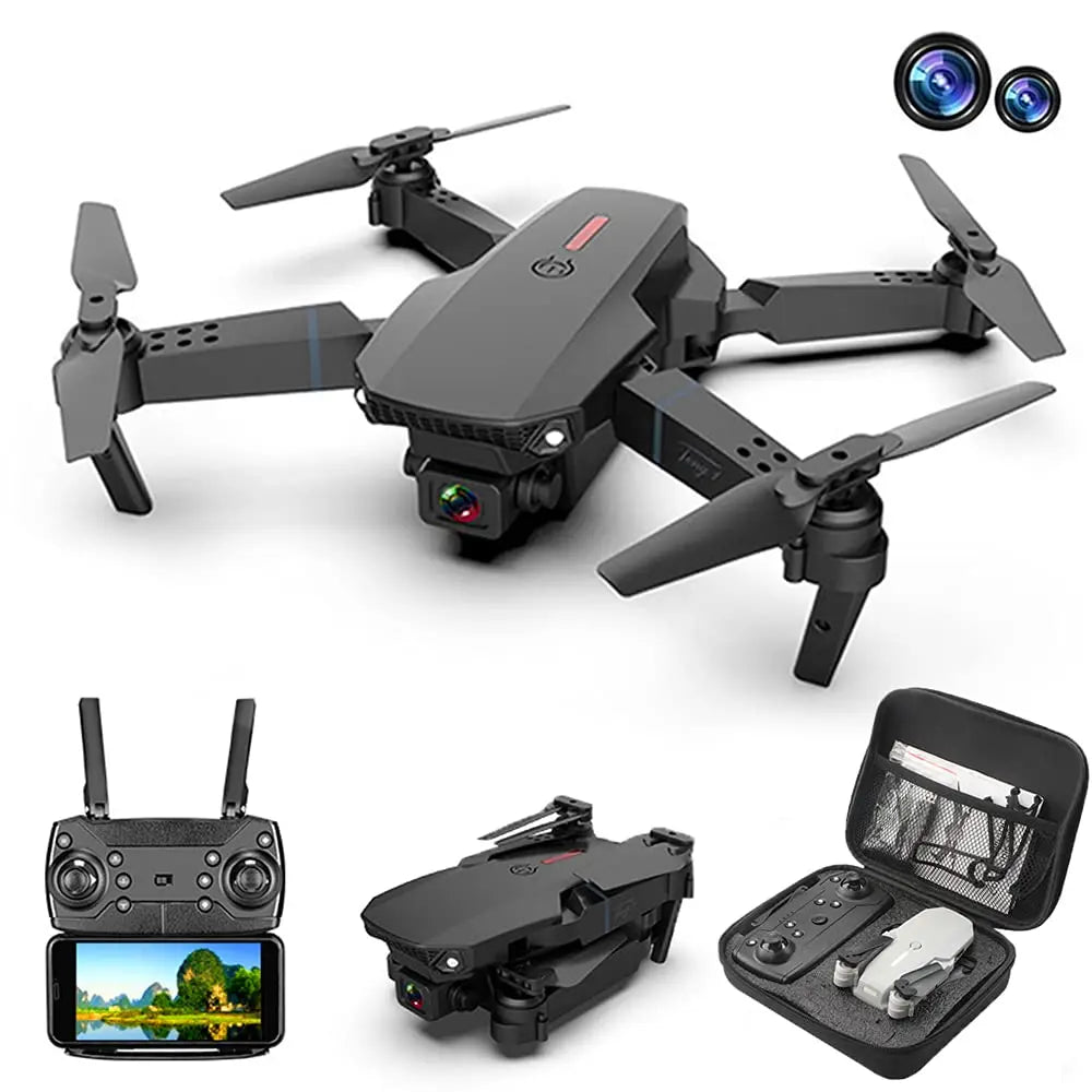 Floroux - E88 Pro Drone 4k HD Double Caméra RC VR 3D Longue Durée de Vie de la Batterie Trajectoire de Vol Vol FPV Mini Drone