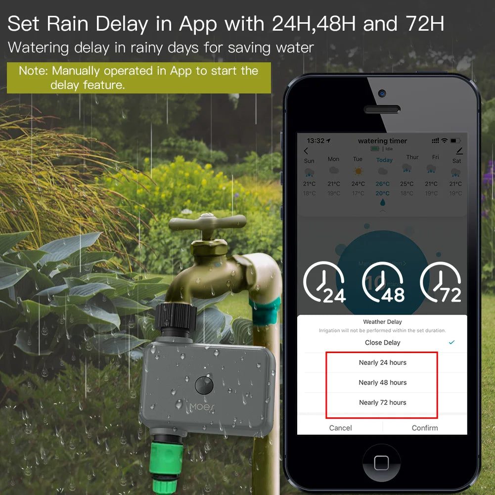 Vanne d'irrigation automatique à minuterie Tuya Smart - Minuteur d'eau programmable WiFi Bluetooth via les applications SmartLife Google Alexa