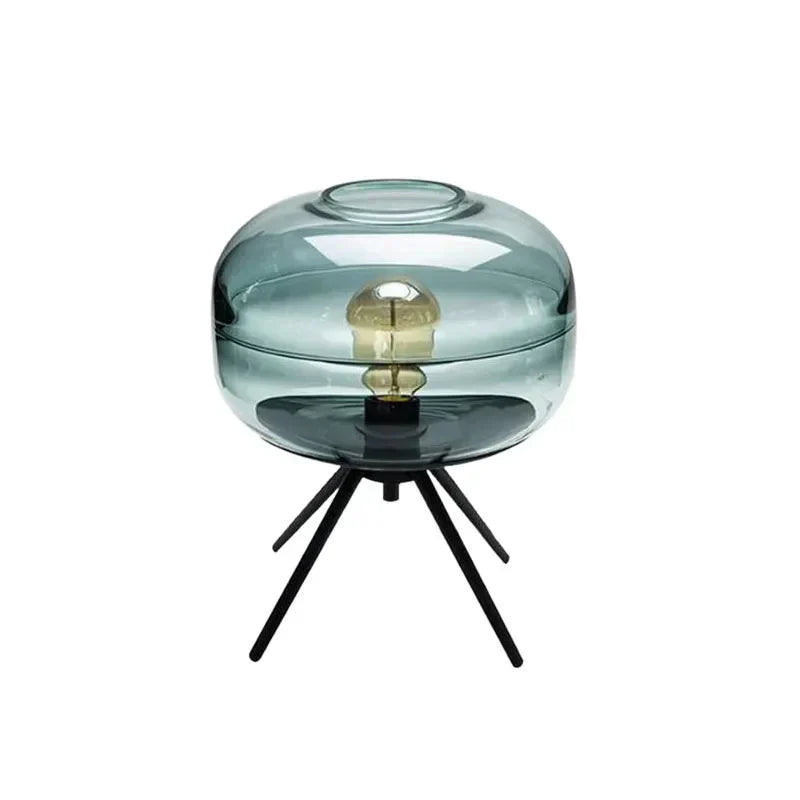 ArtisanGlow - Élégante Lampe en Verre Bleu avec Étagère