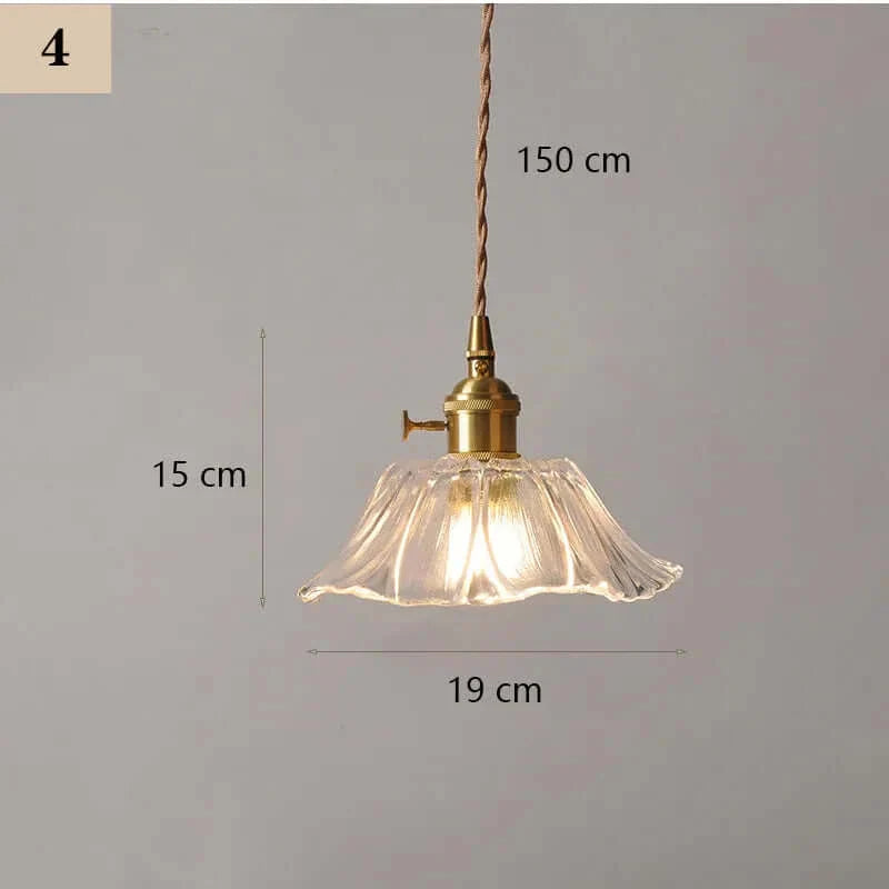 Suspension de fleurs en verre teinté classique en cuivre +