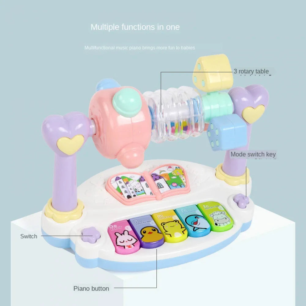 Jouet de piano musical pour bébés - Clavier à lumières et sons rotatifs avec bruits d'animaux, amusement éducatif pour les enfants de 1 à 3 ans, parfait cadeau de Noël