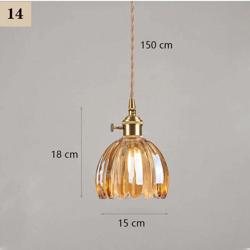 Suspension de fleurs en verre teinté classique en cuivre +