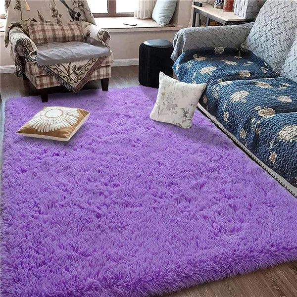 Tapis en peluche à haute pile – Tapis doux et antidérapant pour la chambre des enfants et le salon