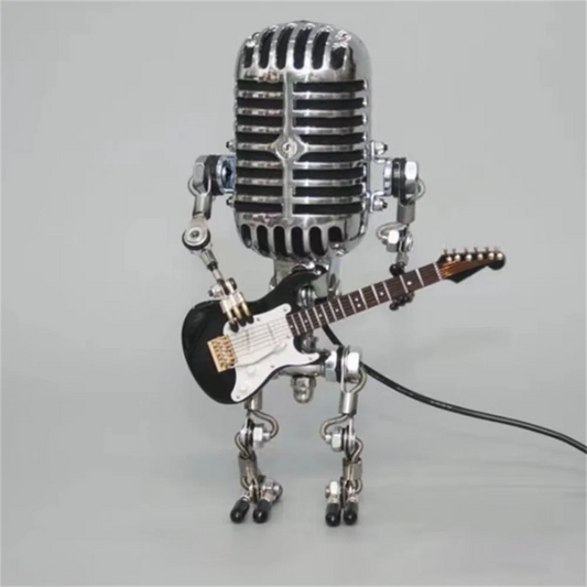 Floroux Robot Table Lamp with Guitar | Vintage Décor Light | Mood Lamp for Music Lovers