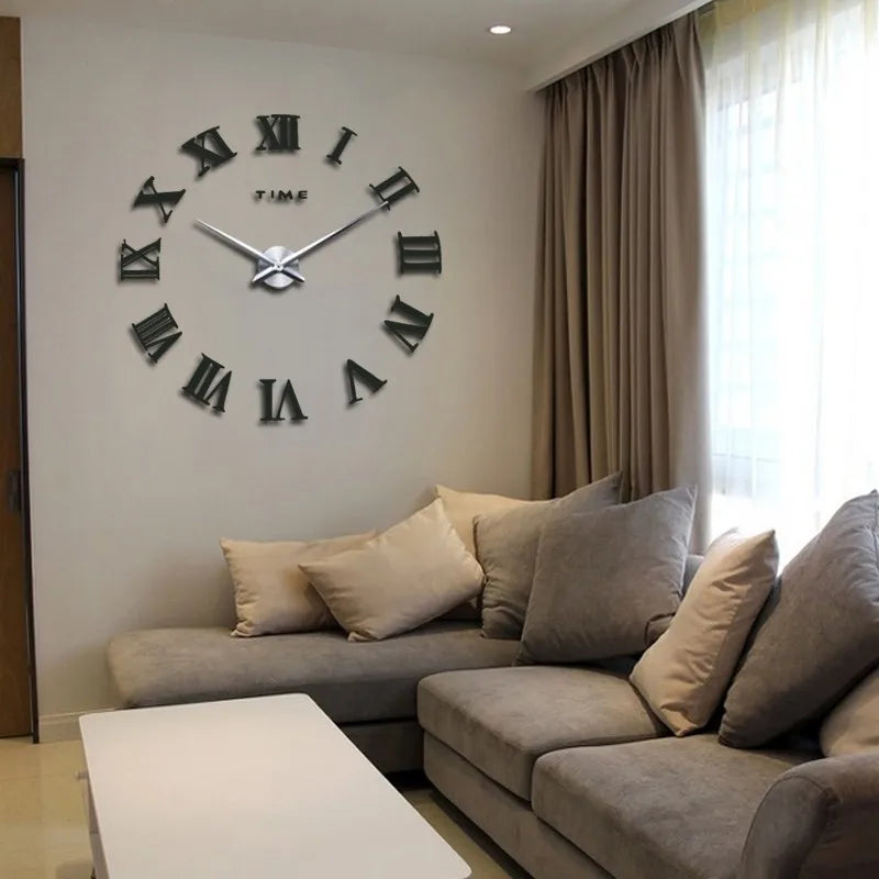 Horloge DecoVision – Horloge Murale 3D avec Effet Miroir pour Salon