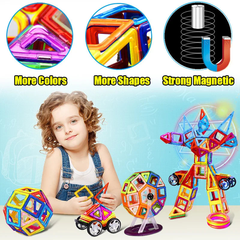 Ensemble de blocs de construction magnétiques éducatifs - Jouets de constructeur colorés de 40 pièces pour les enfants, formes triangulaires et carrées, activité d'apprentissage amusante