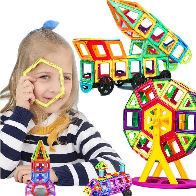 Ensemble de blocs de construction magnétiques éducatifs - Jouets de constructeur colorés de 40 pièces pour les enfants, formes triangulaires et carrées, activité d'apprentissage amusante