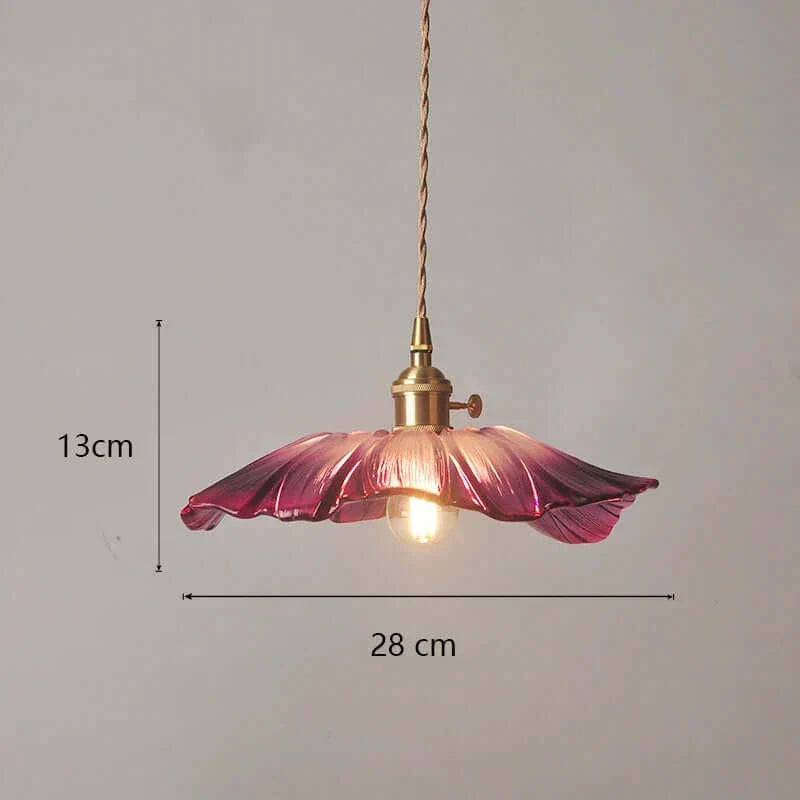 Suspension de fleurs en verre teinté classique en cuivre +