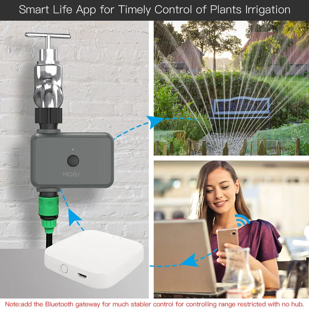 Vanne d'irrigation automatique à minuterie Tuya Smart - Minuteur d'eau programmable WiFi Bluetooth via les applications SmartLife Google Alexa