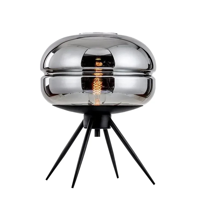 ArtisanGlow - Élégante Lampe en Verre Bleu avec Étagère