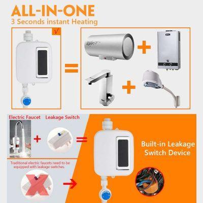 Chauffe-eau portable | Chauffe-eau électrique sans réservoir 3500W | Bouton de contrôle de température
