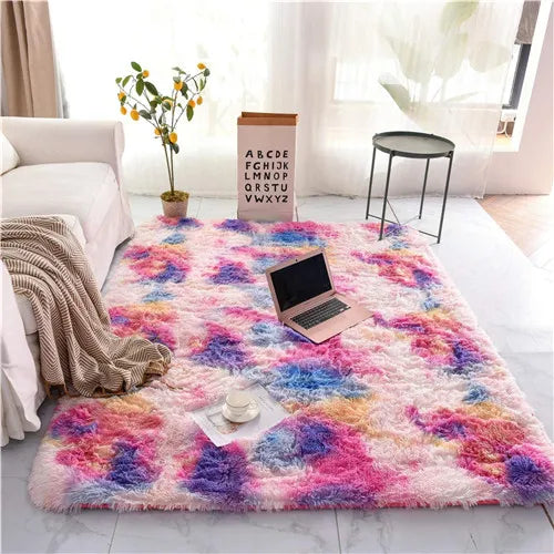 Tapis en peluche à haute pile – Tapis doux et antidérapant pour la chambre des enfants et le salon