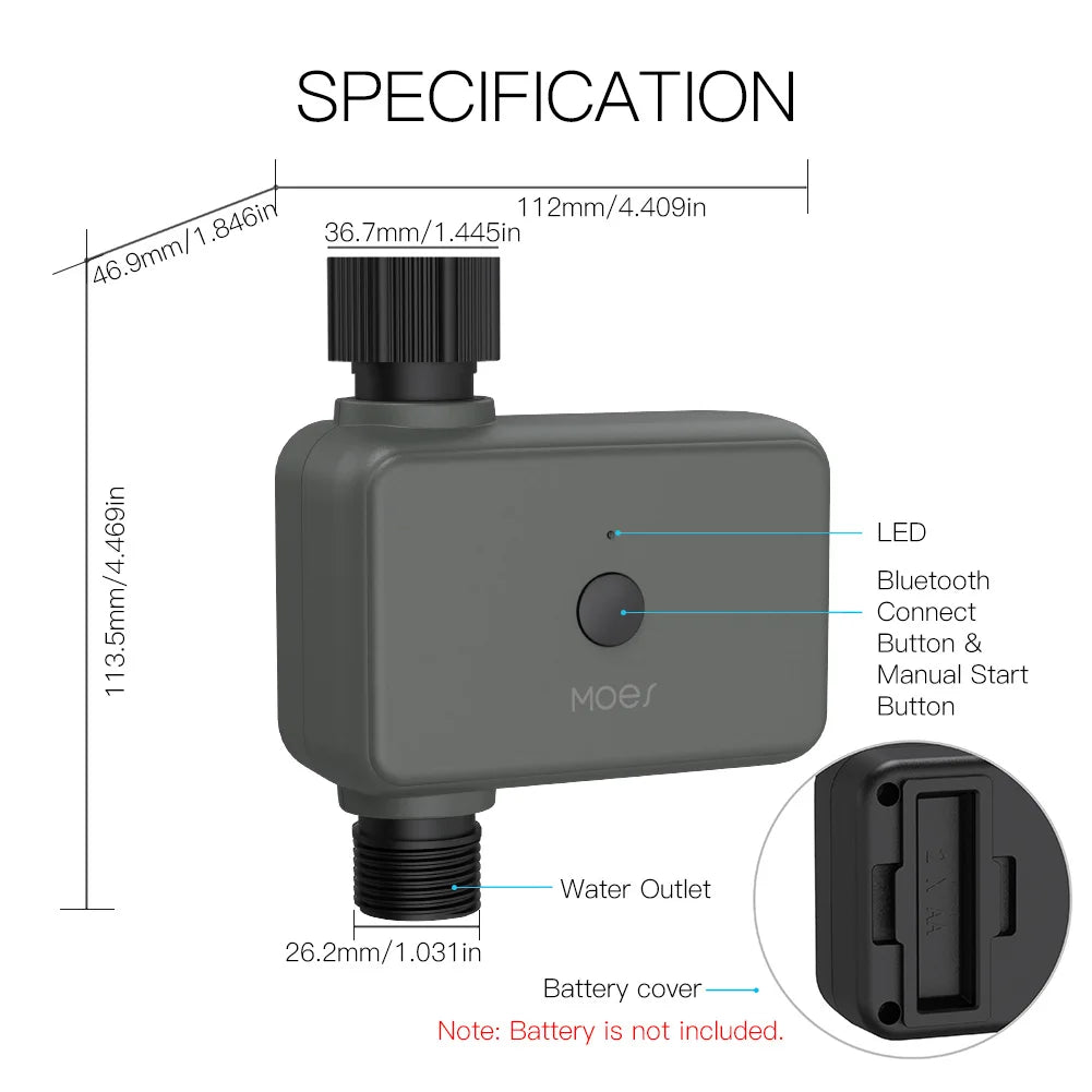 Vanne d'irrigation automatique à minuterie Tuya Smart - Minuteur d'eau programmable WiFi Bluetooth via les applications SmartLife Google Alexa