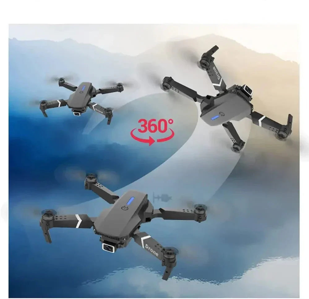 Floroux - E88 Pro Drone 4k HD Double Caméra RC VR 3D Longue Durée de Vie de la Batterie Trajectoire de Vol Vol FPV Mini Drone