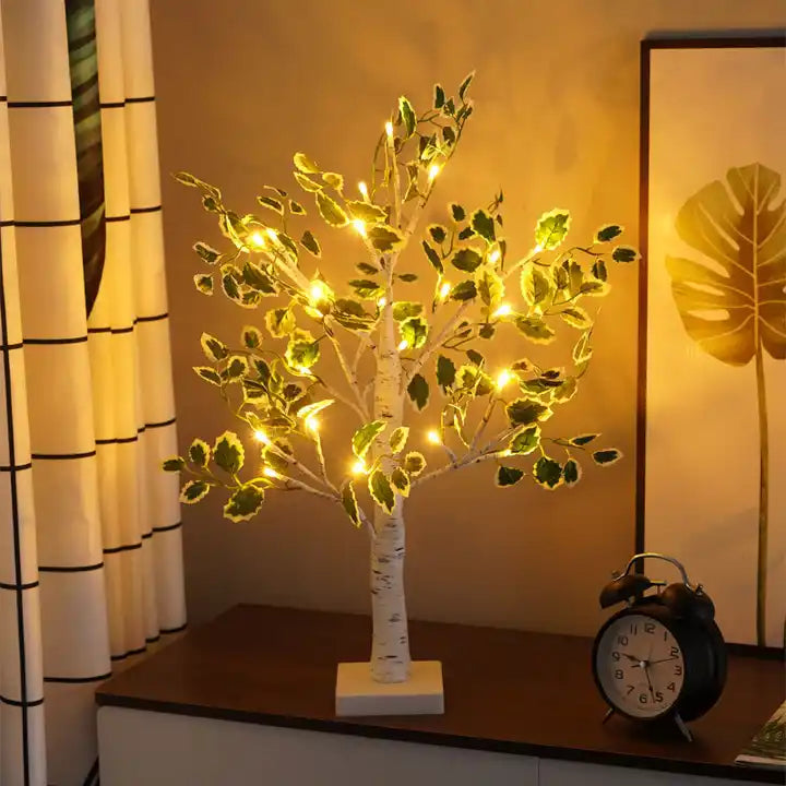 Floroux Feuilles Vertes LED Arbre Lumières