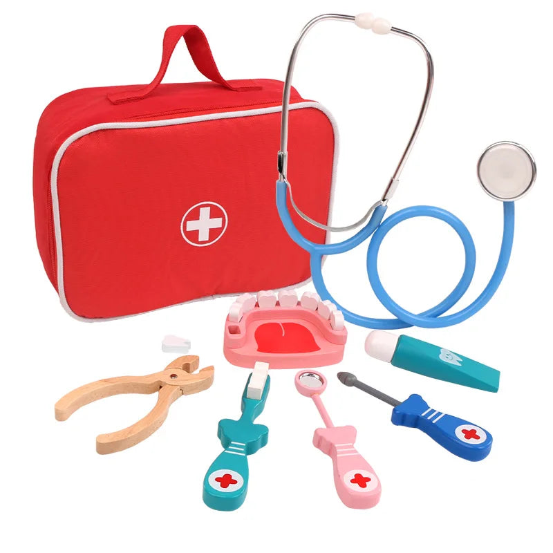 Ensemble de jeu de docteur en bois - Jouet médical éducatif pour enfants, plaisir de jeu de rôle imaginatif
