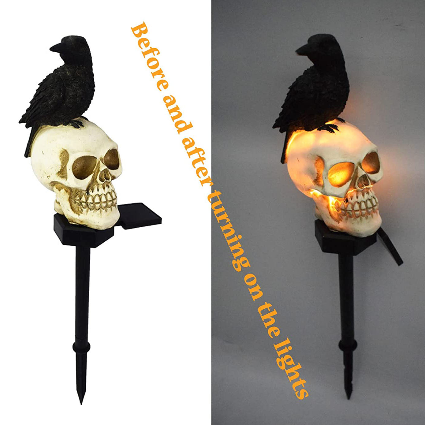 Floroux Solar Crânes & Lumières de Corbeau pour Décorations de Jardin