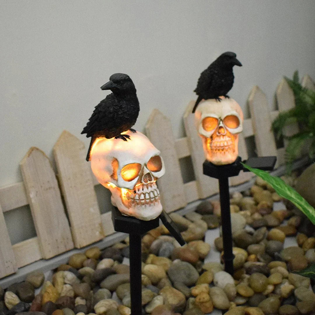 Floroux Solar Crânes & Lumières de Corbeau pour Décorations de Jardin