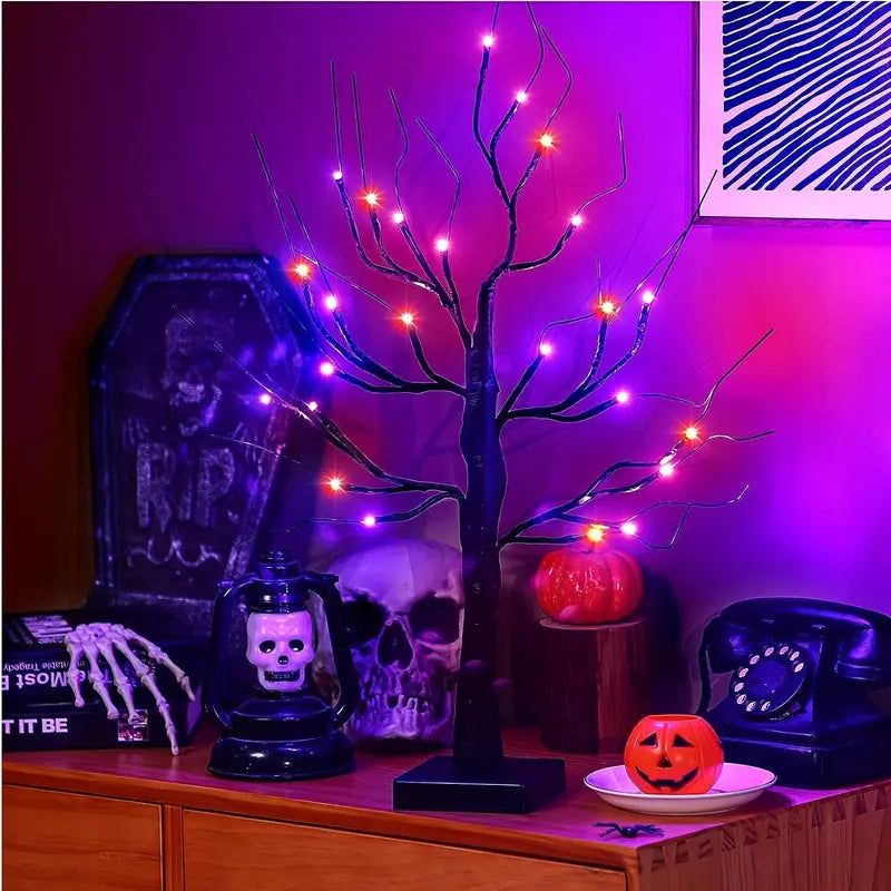 Floroux Birch Tree LED Halloween | Ambient Light | Light Decoration in Orange and Purple