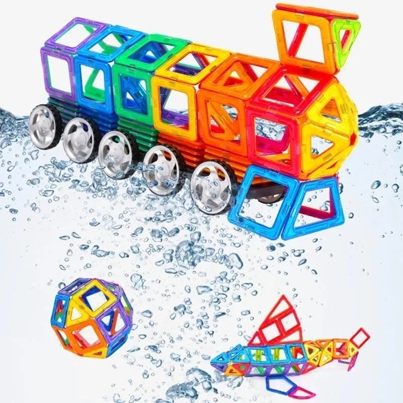Ensemble de blocs de construction magnétiques éducatifs - Jouets de constructeur colorés de 40 pièces pour les enfants, formes triangulaires et carrées, activité d'apprentissage amusante