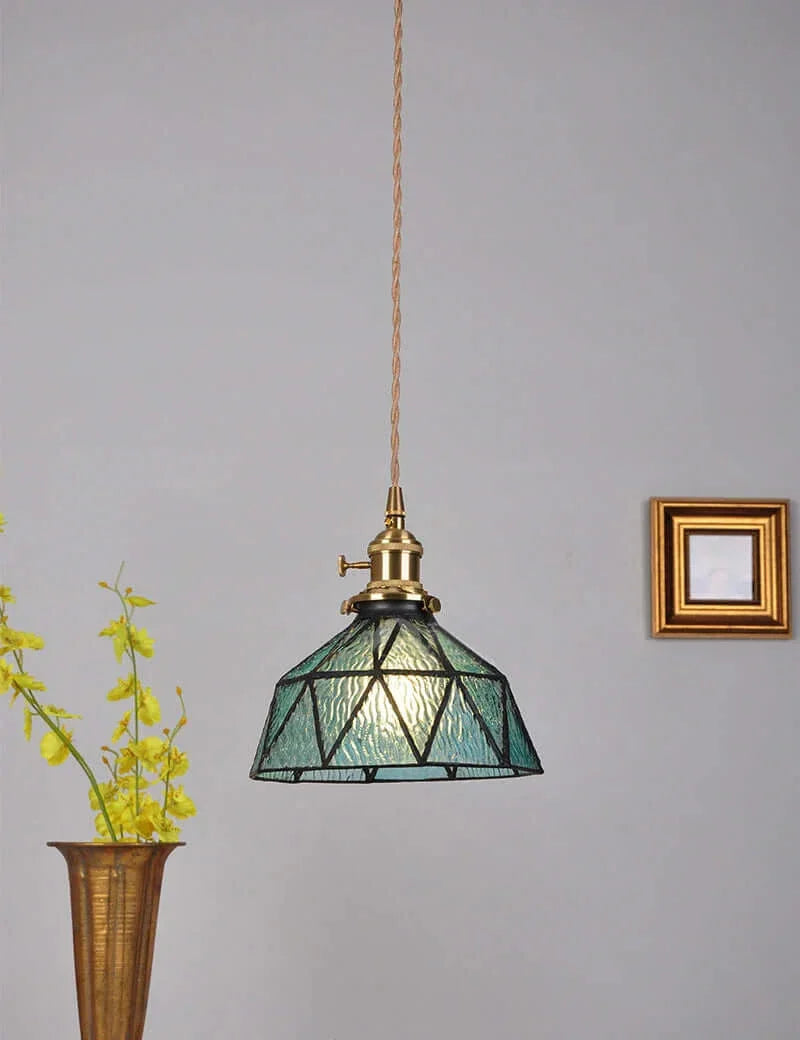 Suspension de fleurs en verre teinté classique en cuivre +