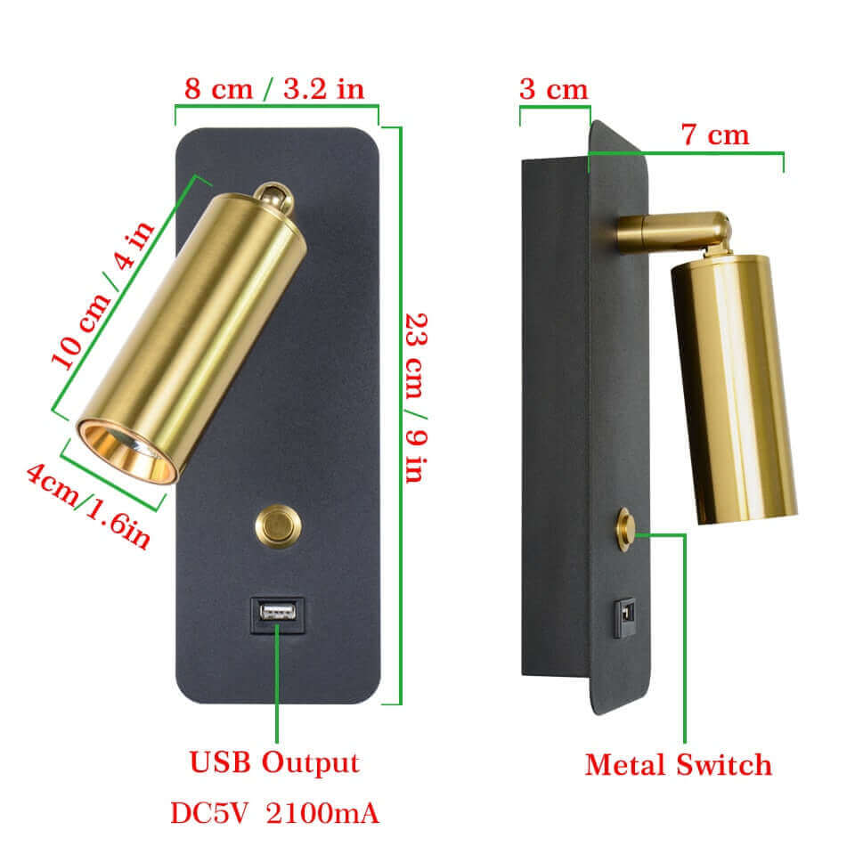 Applique murale avec interrupteur et prise USB